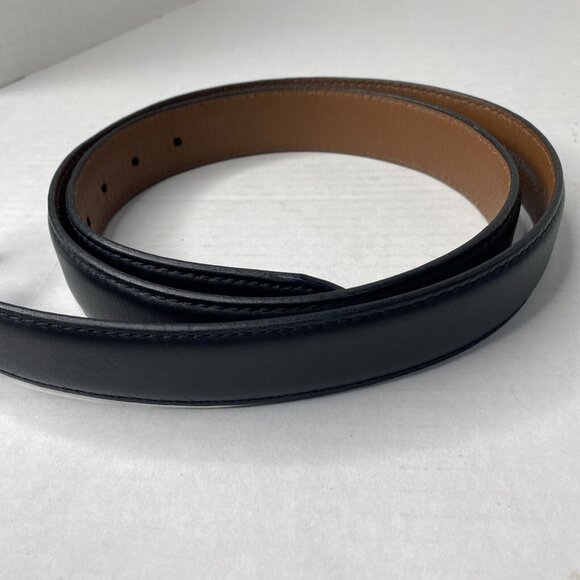 LL Bean Mens Black Leather Belt Sz 40 Silver Buckle 1" Wide 280923 Made in USA - Picture 2 of 6